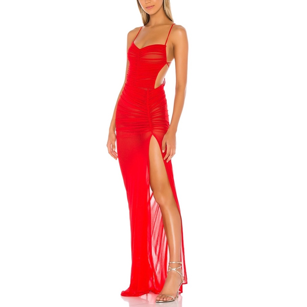 Michael Costello Red Gown with slit